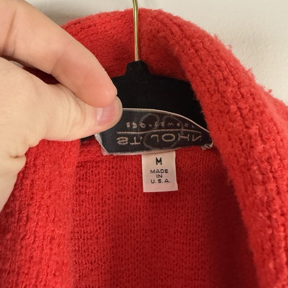 St john cardigan womens medium red bolero cropped wool open front shawl - Picture 10 of 11